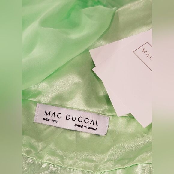 Mac Duggal Green Ruffled Organza Hi-low Evening Formal Dress Slit Plus 12W NWT - Picture 7 of 10